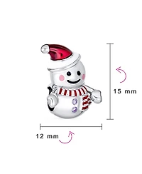 Bling Jewelry Christmas Charm Bead Red Santa Hat & Snowman for Bracelet Sterling Silver