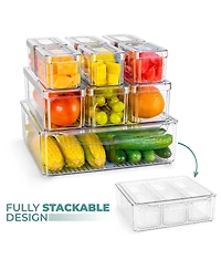 Sorbus 10 Pack Clear Stackable Refrigerator Storage Bins with Lids - Perfect for Kitchen Organization, Pantry and Fridge Storage