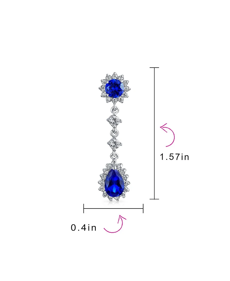 Bling Jewelry Statement Teardrop Pave Crown Halo Cubic Zirconia Cz Dangle Chandelier Clip On Earrings Non-Pierced