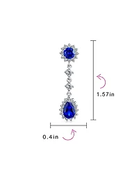 Bling Jewelry Statement Teardrop Pave Crown Halo Cubic Zirconia Cz Dangle Chandelier Clip On Earrings Non-Pierced