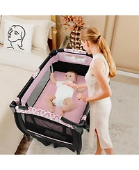 Costway Pack & Play Baby Diaper Changing Table 4 in 1 Portable Foldable with Mattress Carrying Bag