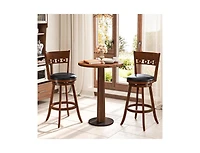 Gouun Set of 2 Swivel Bar Stools with Rubber Wood Frame- inches