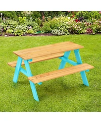Gouun Children Outdoor Wooden Table with Bench Seats for Indoor and Outdoor Use