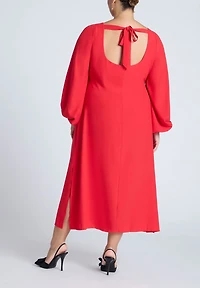Eloquii Women's Puff Sleeve Open Back Midi Dress