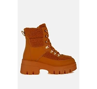 Wellerman Faux Fur Detail Chunky Hiker Boots