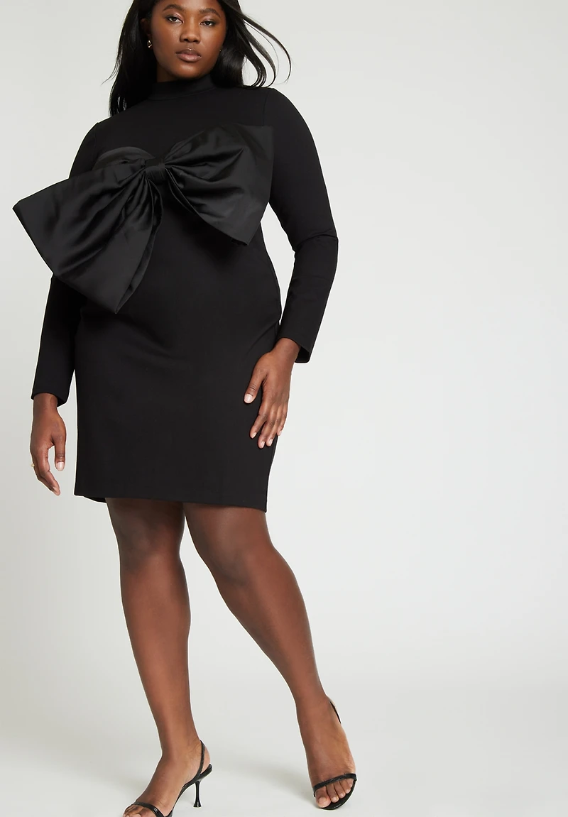 Eloquii Plus Size Bow Bodice Mini Dress