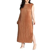 Eloquii Women's Plus Size Plisse Short Sleeve Midi Dress