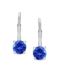Bling Jewelry Traditional Round 1CT Cz Solitaire Drop Earrings Gold Plated .925 Sterling Silver Leverback