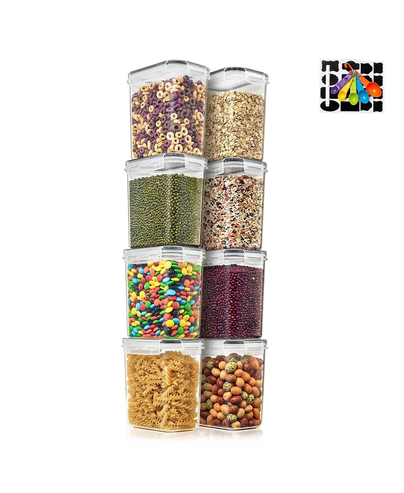 Sorbus 8 Pack (1.6L/54.10 Oz) Airtight Food Storage Containers with Locking Lids, Measuring Spoons & Labels