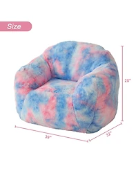 gaomon Giant Bean Bag Chair, Tie-Dye Faux Fur Stuffed Couch for Adults, Large Lazy Sofa Floor Chair with Handle, 39"L x 32"W 28"H