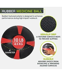 ProsourceFit Rubber Medicine Ball, 10 lb
