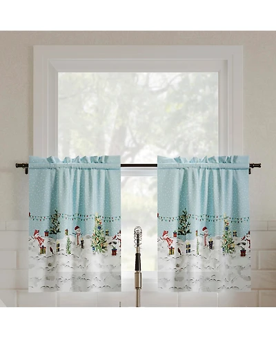 Holiday Wonderland Semi-Sheer Rod Pocket Kitchen Curtain Tier Pair