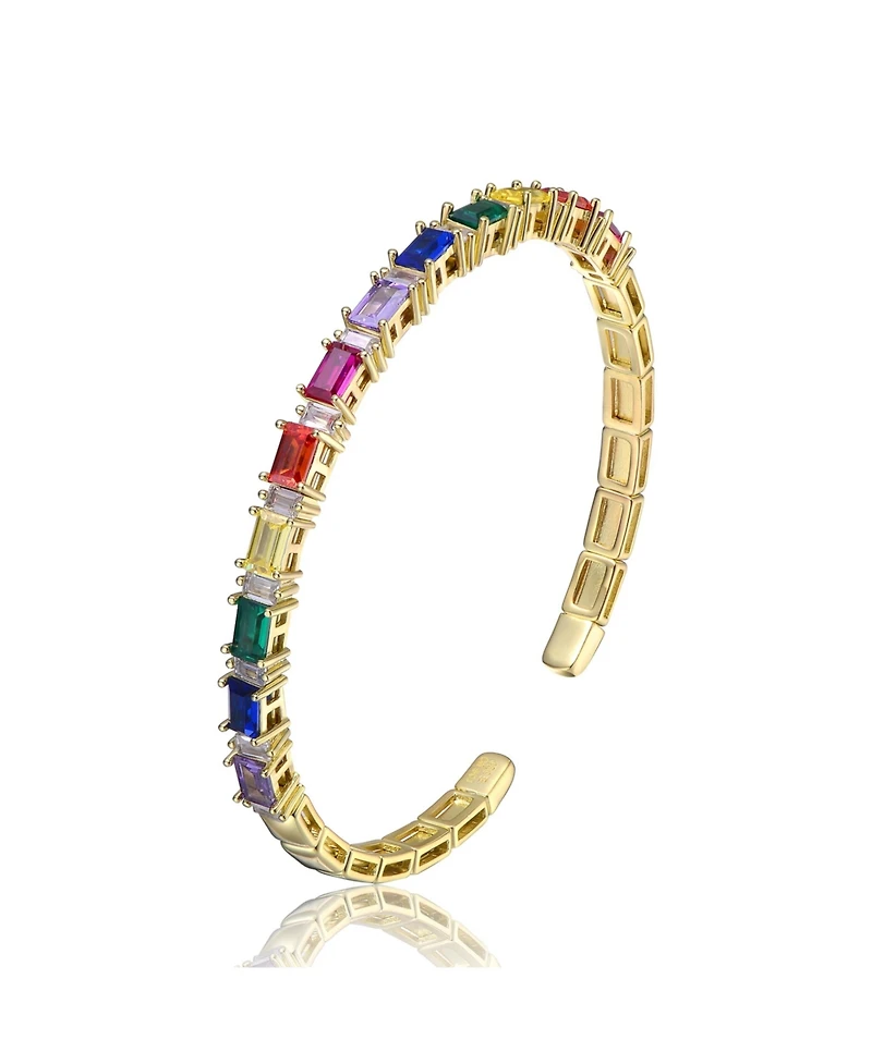 Rainbow Radiance 14K Gold Plated Bangle Bracelet
