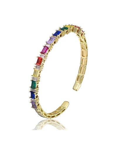 Rainbow Radiance 14K Gold Plated Bangle Bracelet