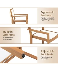 Gouun Stackable Outdoor Dining Chair Set of 2 with Acacia Wood Frame