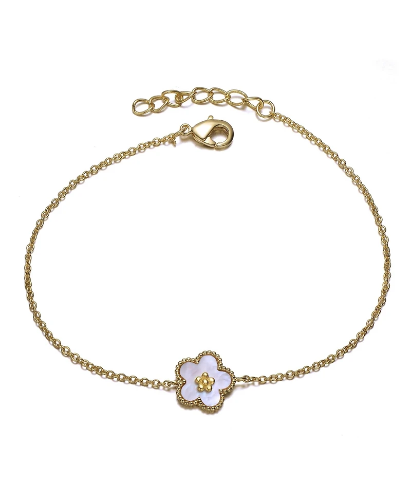Elegant 14k Gold Plated Flower Charm Bracelet