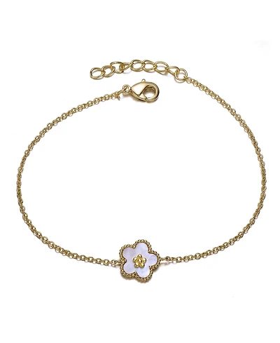 Elegant 14k Gold Plated Flower Charm Bracelet