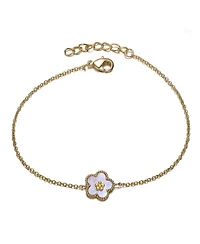 Elegant 14k Gold Plated Flower Charm Bracelet