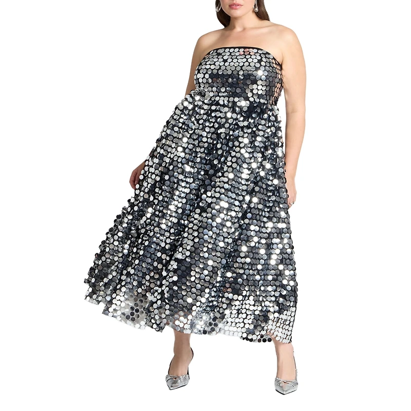 Eloquii Women's Paillette Dress With Big Skirt