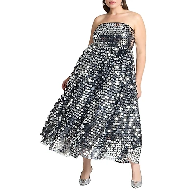 Eloquii Women's Paillette Dress With Big Skirt
