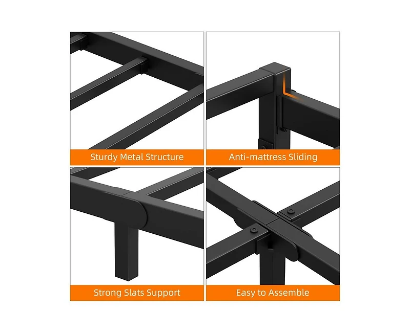 gaomon 6 Inch Queen Bed, Metal Platform Bed Frame with Steel Slats Support, Mattress Foundation, Easy Assembly