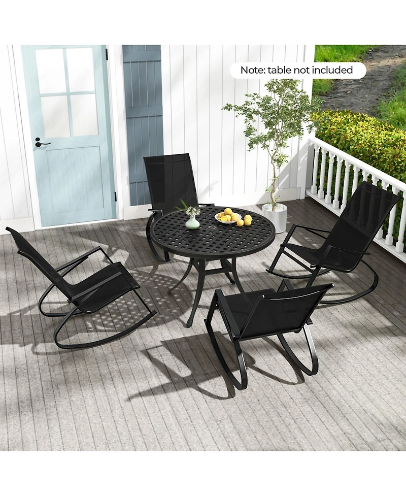 Gouun 2 Pieces Patio Rocking Chairs Outdoor Sling Fabric Rockers with Ergonomic Backrest and Seat