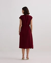 Reistor Women's Deep V-neck Gathered Dress