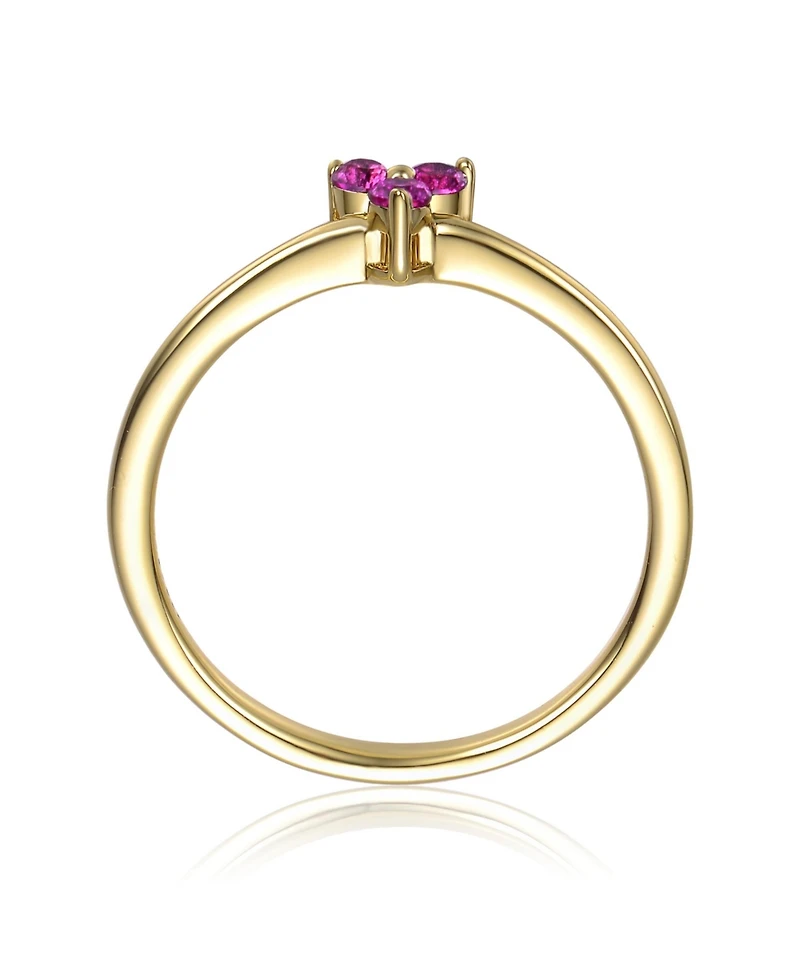 GiGiGirl 14k Gold Plated with Triple Green or Pink Cubic Zirconia Ring