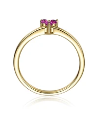 GiGiGirl 14k Gold Plated with Triple Green or Pink Cubic Zirconia Ring