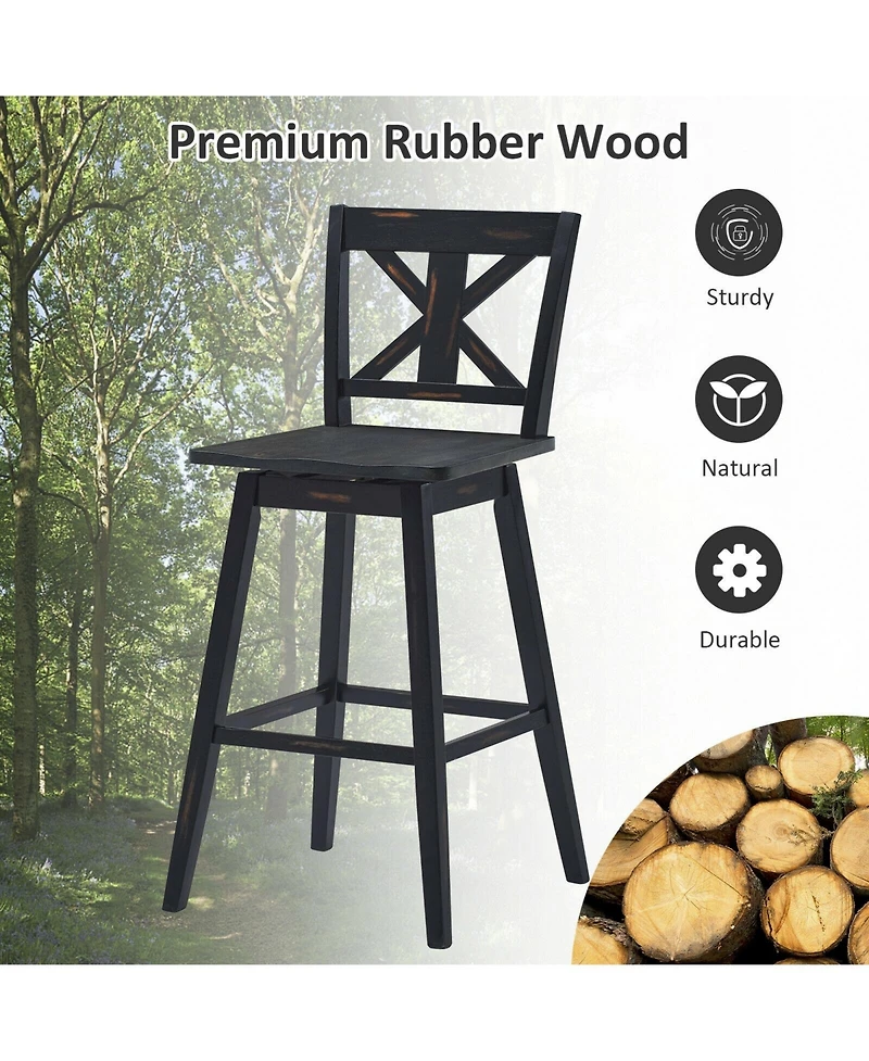 Gouun Set of 2 360-Degree Swivel Bar Stools for Home Restaurant