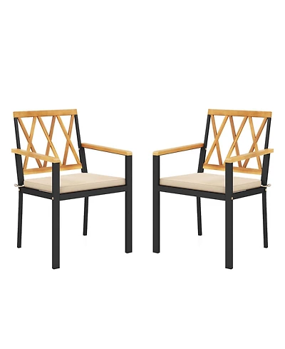 Gouun Set of 2 Patio Dining Chairs with Removable Padded Cushions-18 Inches