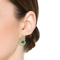 14K Gold Plated with Green Pear-Shaped Cubic Zirconia Drop Earrings