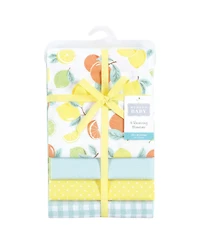 Hudson Baby Girls Cozy Cotton Poly Flannel Set of 4 Receiving Blankets