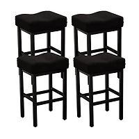 Dyhome Counter Height Bar Stools Set of 4, 27 Inches Modern Kitchen Stools, Metal Legs Backless Saddle Stool Chair for Island, Dining Room