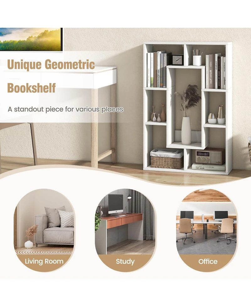 Gouun 7-Cube Geometric Bookshelf Modern Decorative Open Bookcase