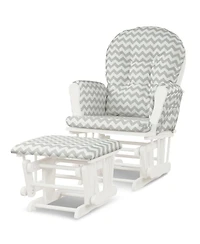 Gouun Wood Glider and Ottoman Set with Padded Armrests and Detachable Cushion