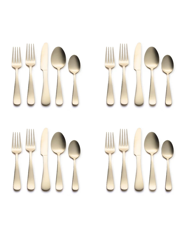 Kitchinox Alton Bay Gold Satin 20-Pc. Flatware Set, Service for 4