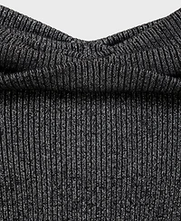 Mango Women's Bare Shoulders Lurex Sweater