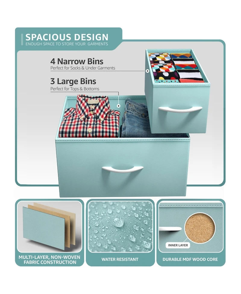 Sorbus Dresser with 7 Drawers - Storage Chest Organizer Steel Frame, Wood Top, Handles, Fabric Bins