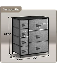 Sorbus Dresser with 7 Drawers - Storage Chest Organizer with Steel Frame, Wood Top, Handles