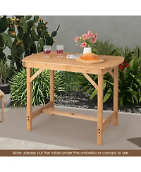 Gouun Outdoor Fir Wood Dining Table with 1.5 Inch Umbrella Hole
