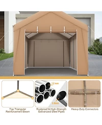 Gouun 10 x 20 Feet Portable Garage Tent Carport with Galvanized Steel Frame-with Sidewall
