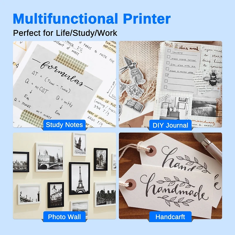Sticker Printer, PM230 Mini Thermal Printer Bluetooth Portabel Maker with 3 Rolls of Paper, Print Pods Multiple Templates fo