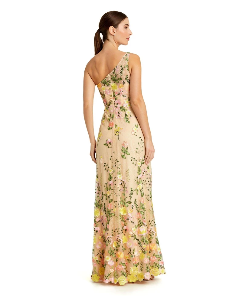 Mac Duggal Women's One Shoulder Lace Embroidered Gown