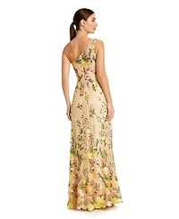 Mac Duggal Women's One Shoulder Lace Embroidered Gown