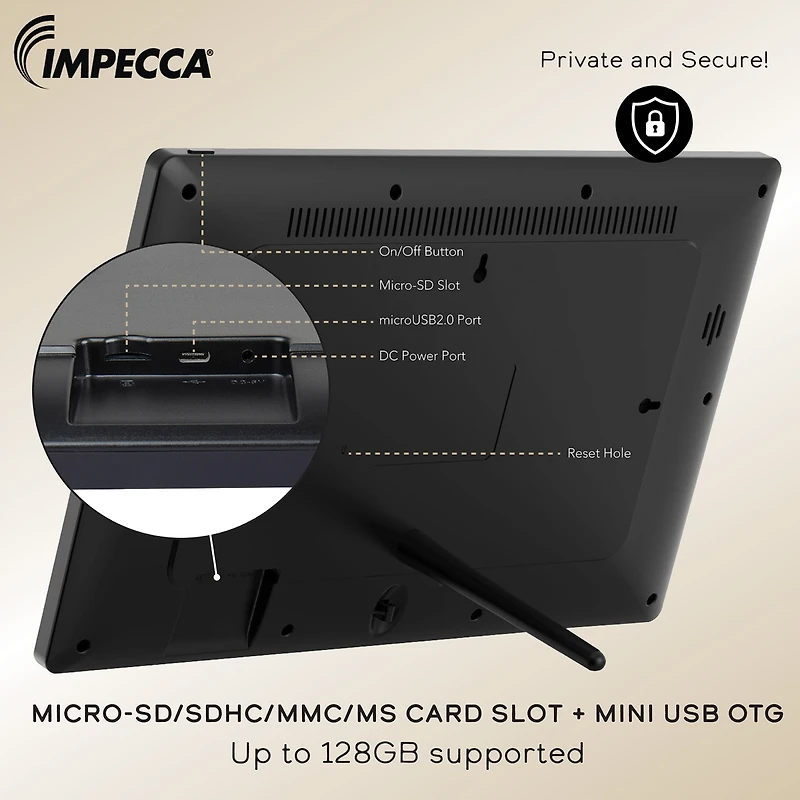Impecca 15.6” Smart Digital Photo Frame with Wi-Fi, 2GB Ram + 16GB Built-in Storage, Micro Sd Support, Touchscreen Display