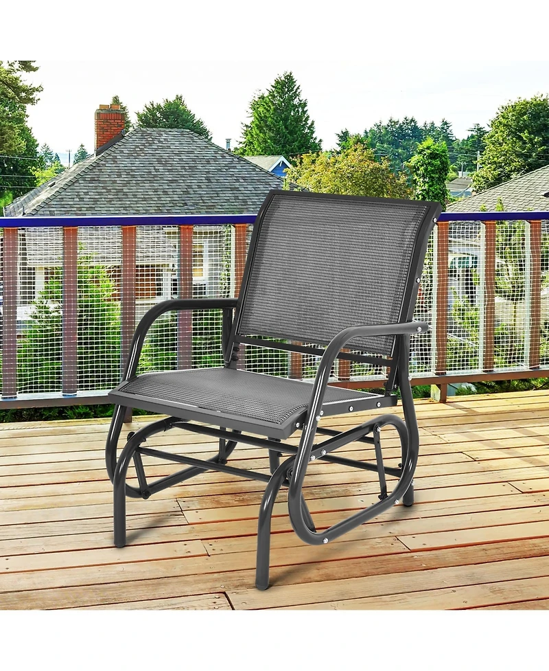Gouun Outdoor Single Swing Glider Rocking Chair with Armrest