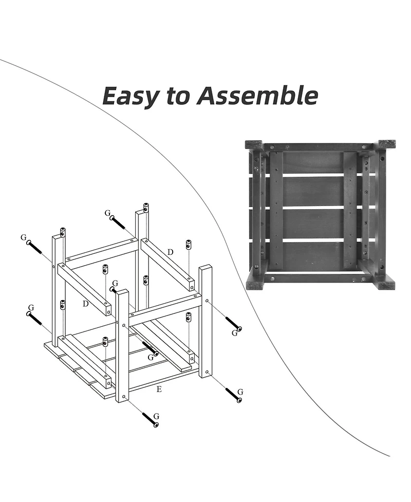 Gouun 15 Inch Patio Square Wooden Slat End Side Table for Garden