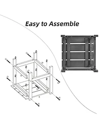 Gouun 15 Inch Patio Square Wooden Slat End Side Table for Garden
