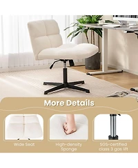 Gouun Office Armless Chair Cross Legged with Imitation Lamb Fleece and Adjustable Height